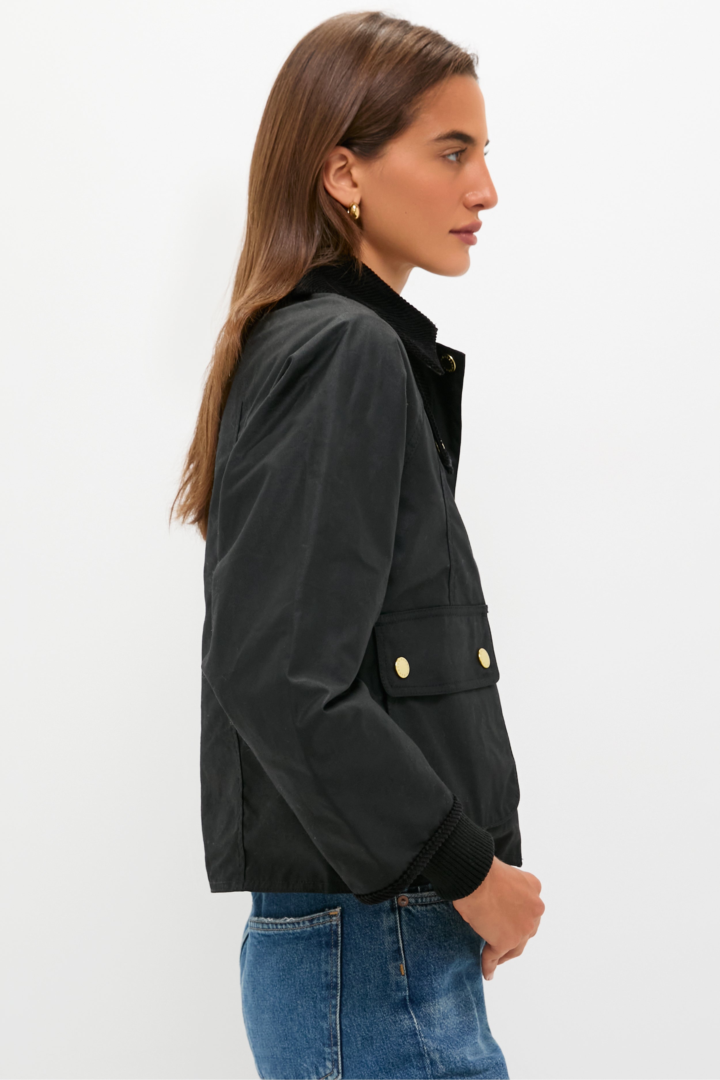 Black Cropped Beadnell Wax Jacket | Barbour