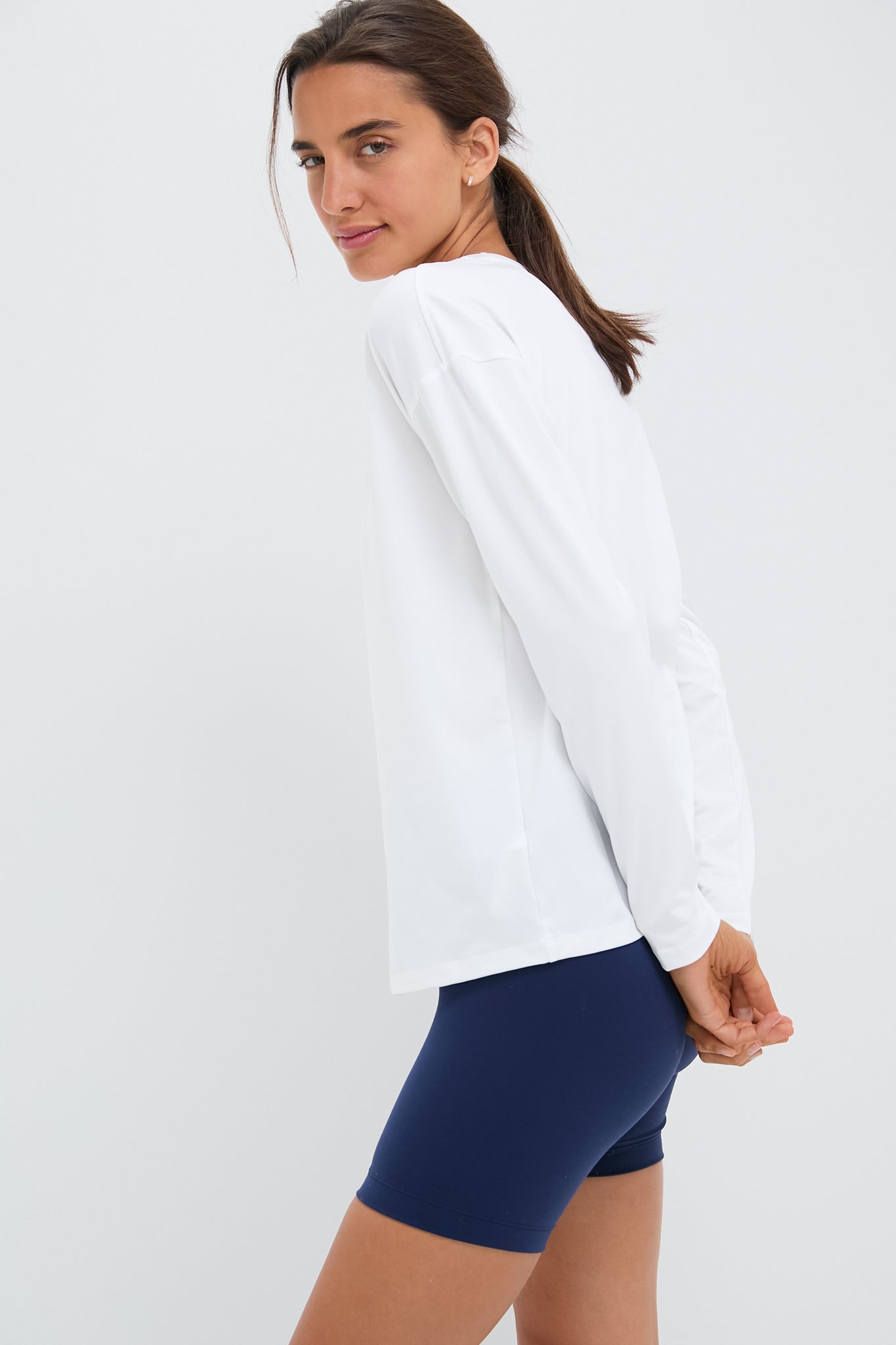 White Long Sleeve Performance Jersey Ryan Boyfriend Tee