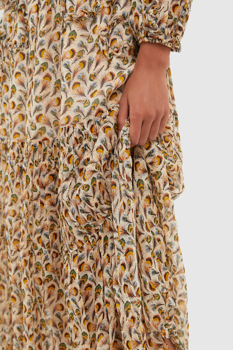 Swan Iona Silk Long Sleeve Midi Dress