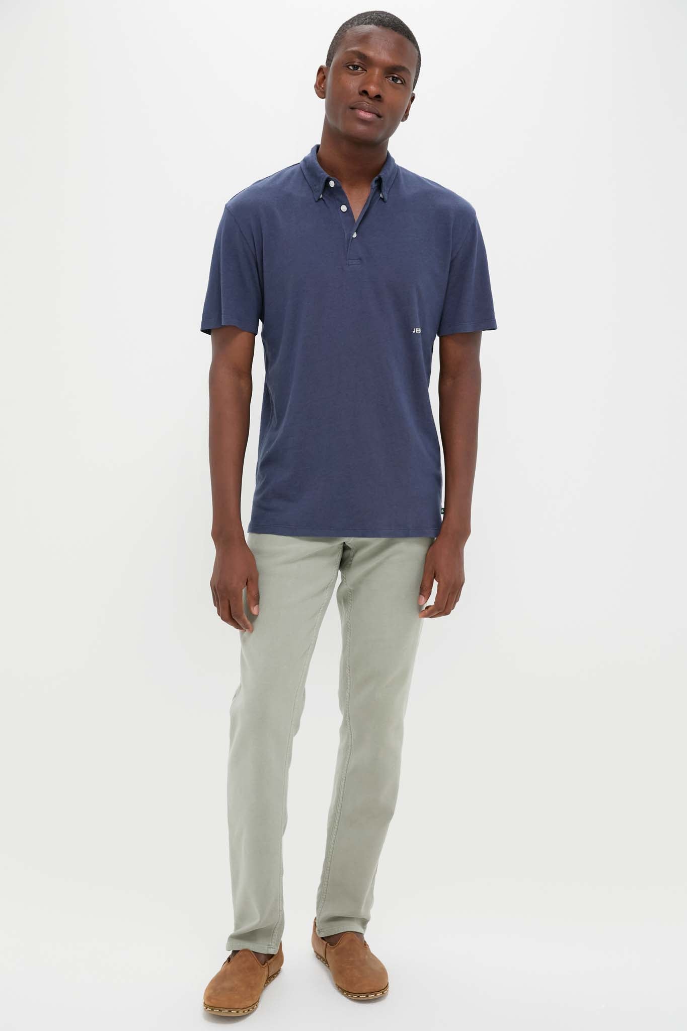 Nautical Blue Drift Linen Polo