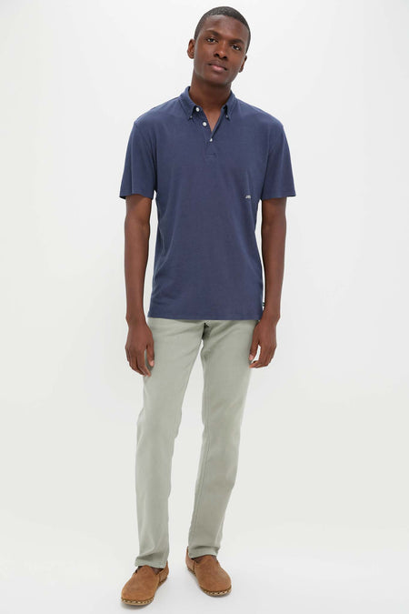 Nautical Blue Drift Linen Polo