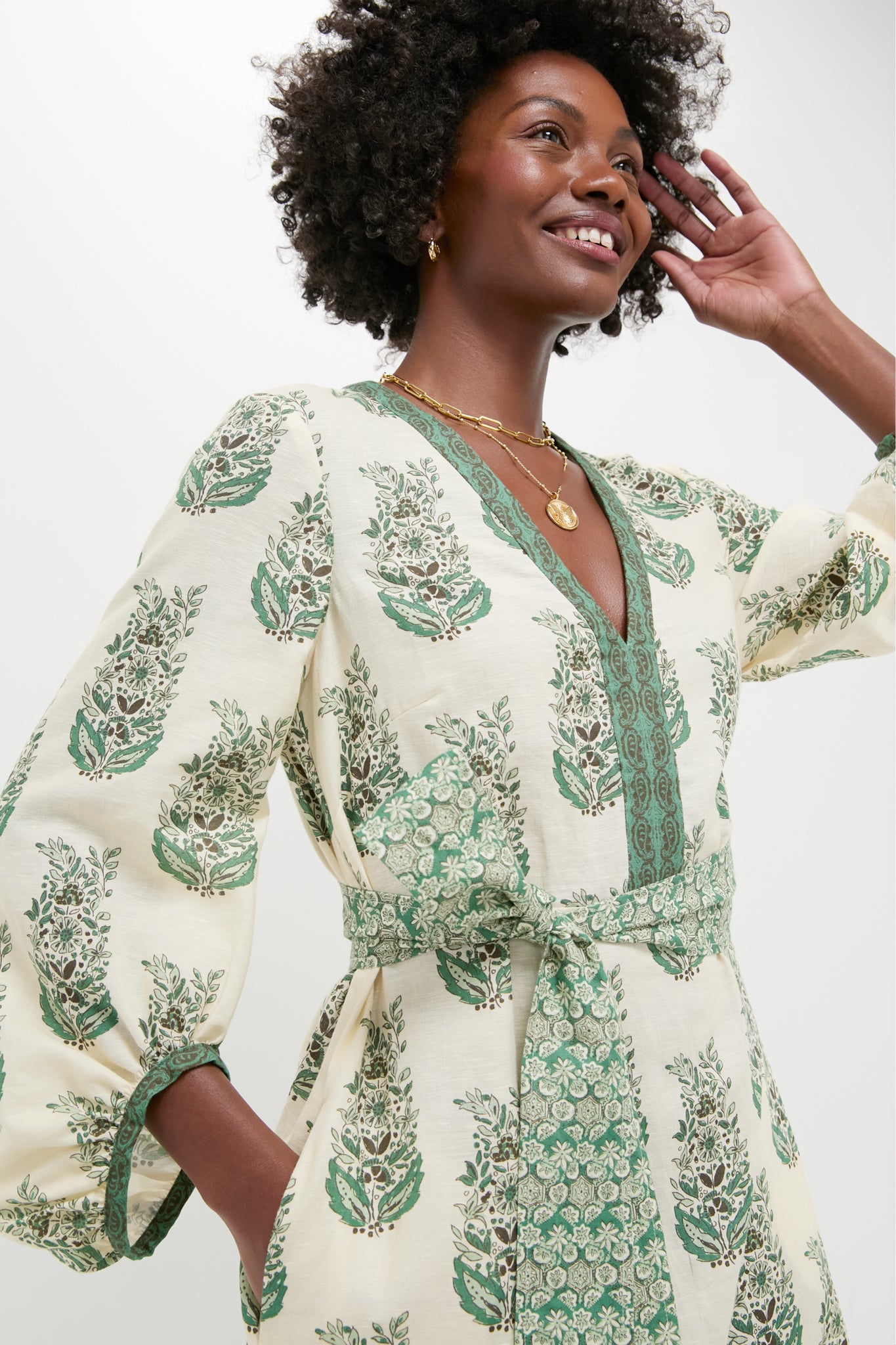 Jade Terrace Cotton Linen Rollins Dress