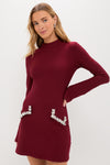Oxblood Embellished Long Sleeve Bronwyn Mini Dress