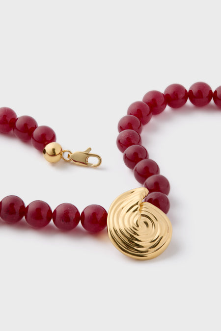 Gold Spiral Gemstone Pendant Necklace