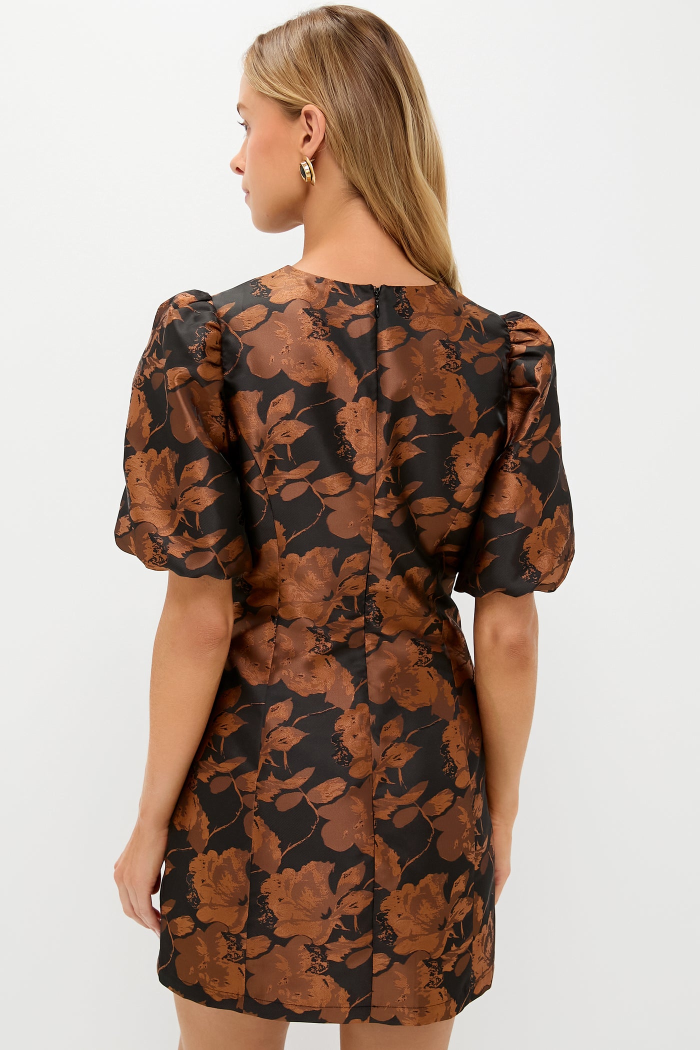 Black and Copper Floral Jacquard Minetta Mini Dress Hyacinth House Black and Copper Floral / XS Black and Copper Floral Jacquard Minetta Mini Dress Hyacinth House Black and Copper Floral / XS