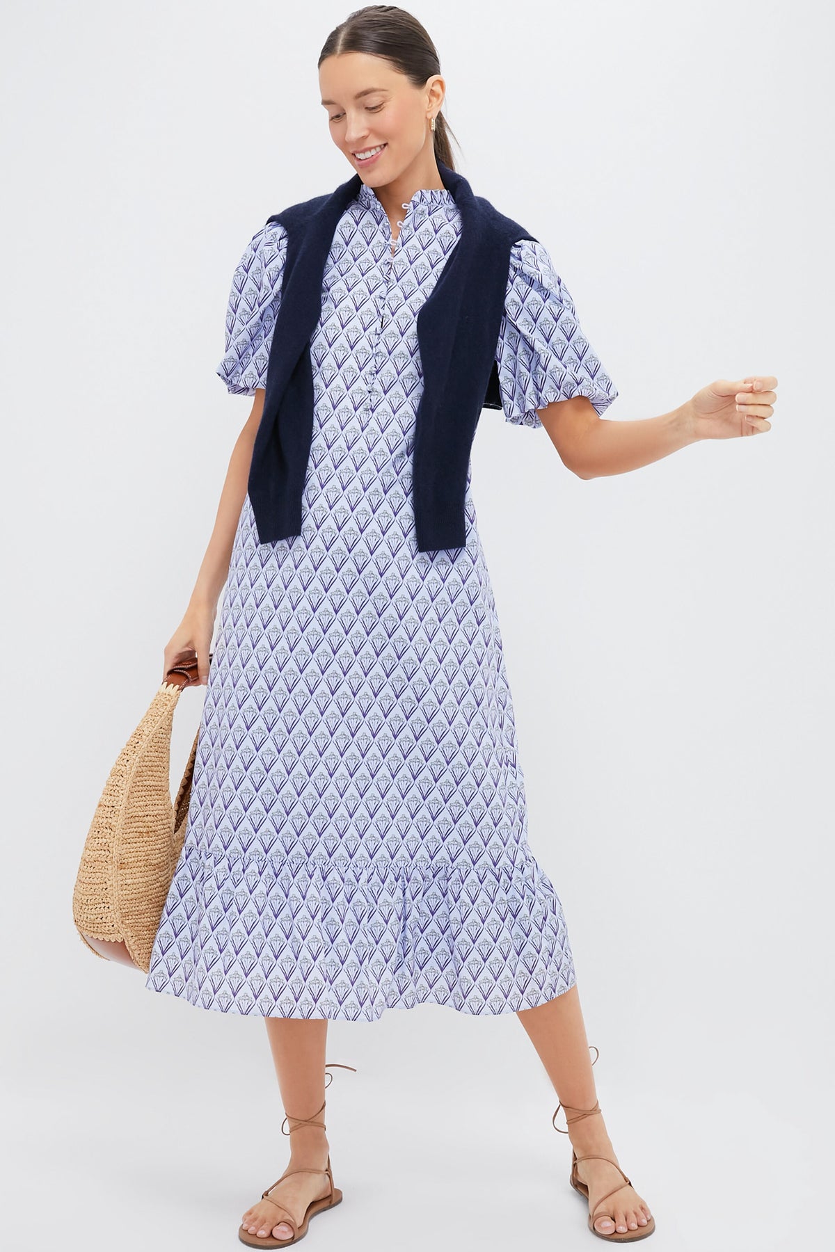 Periwinkle Trellis Floral Mimi Midi Dress
