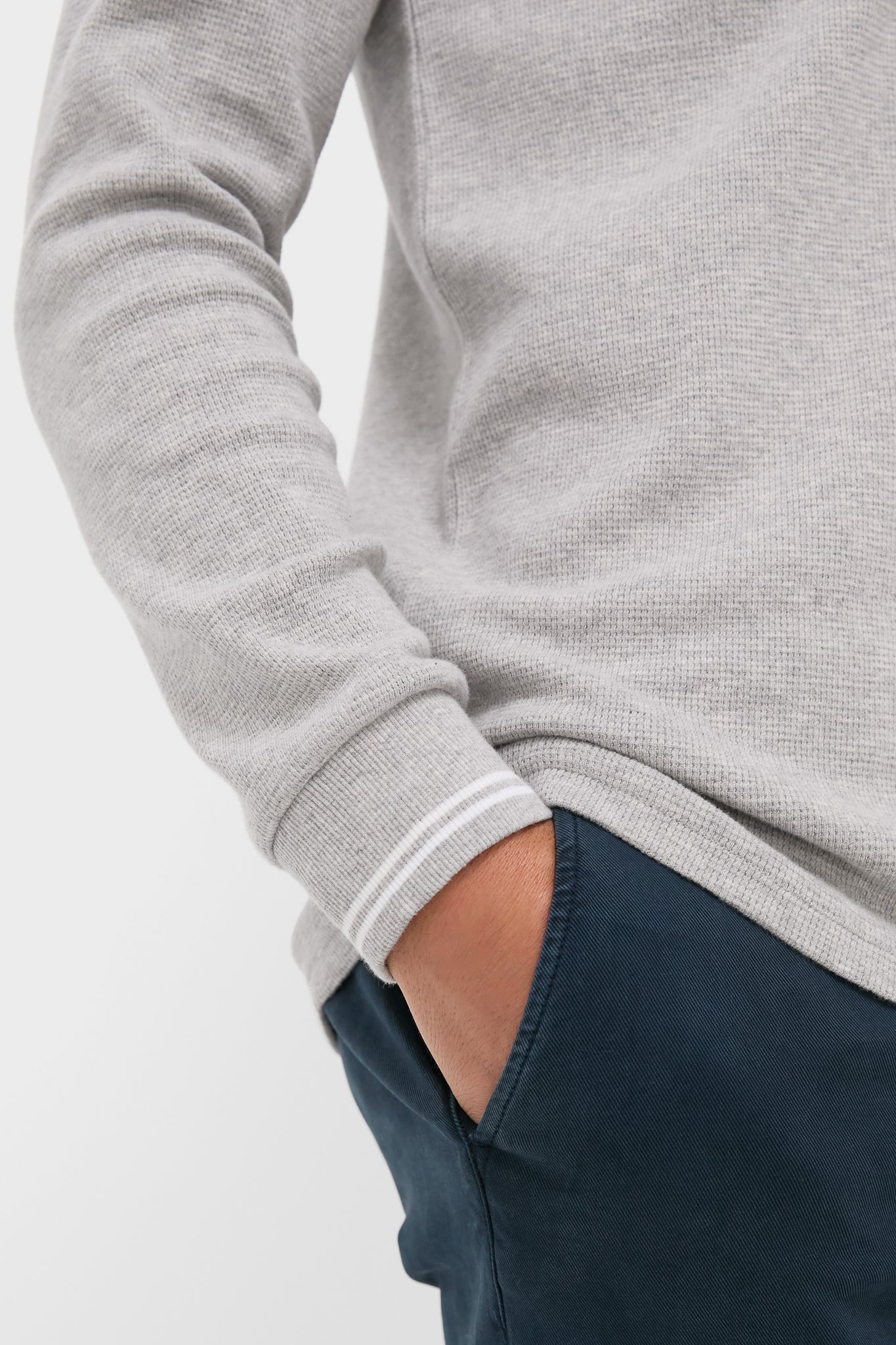 Heather Grey Waffle Rugby Polo