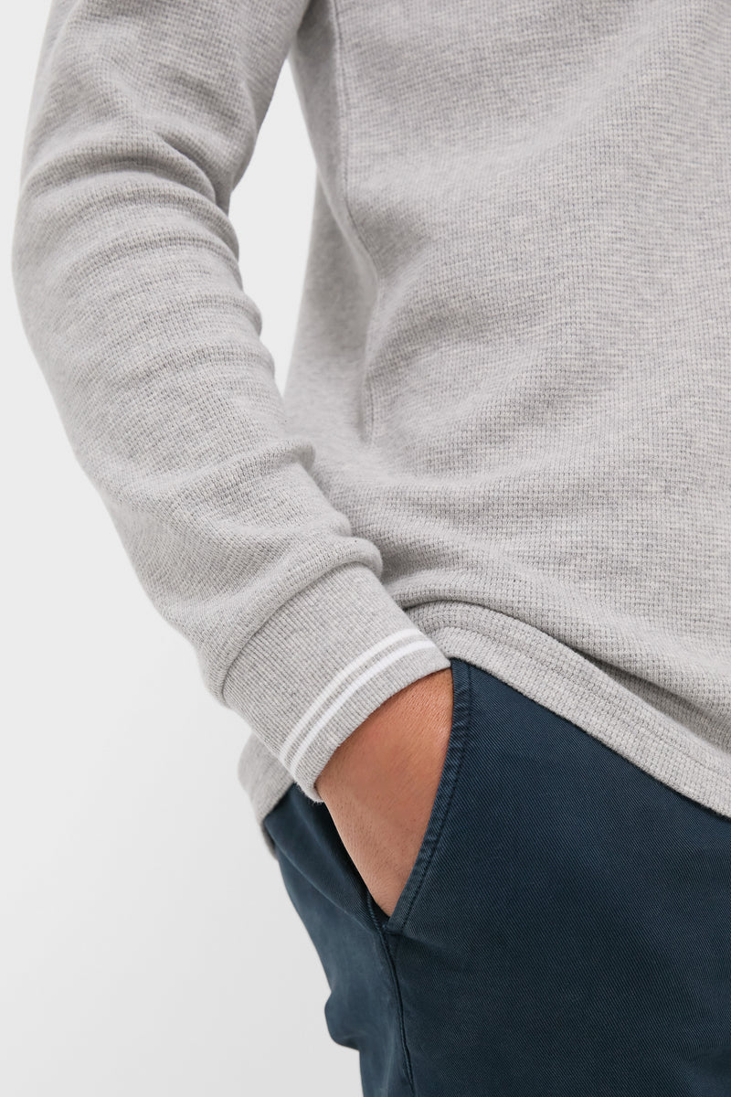 Heather Grey Waffle Rugby Polo