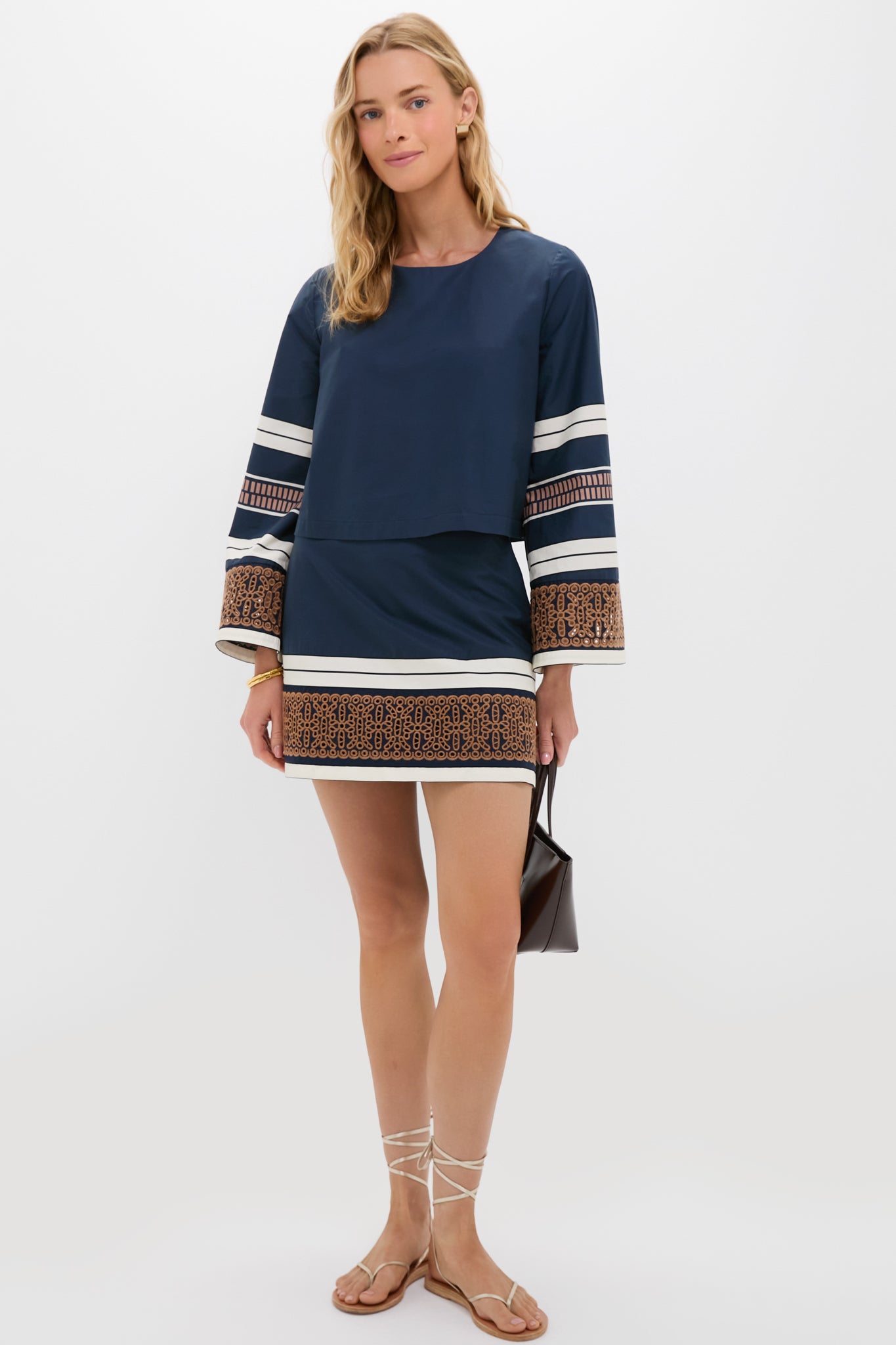 Riverside Stripe Cotton Eyelet Meg A-Line Mini Skirt