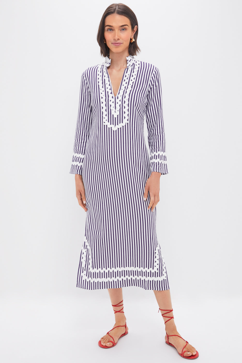 sail to sable dress Navy and White Classic Caftan with Ric-Rac