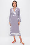 Navy and White Classic Caftan with Ric-Rac
