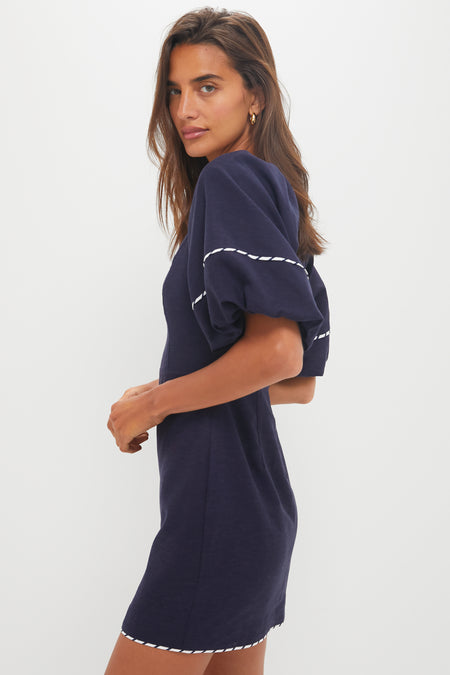 Navy with Striped Piping Keel Mini Dress