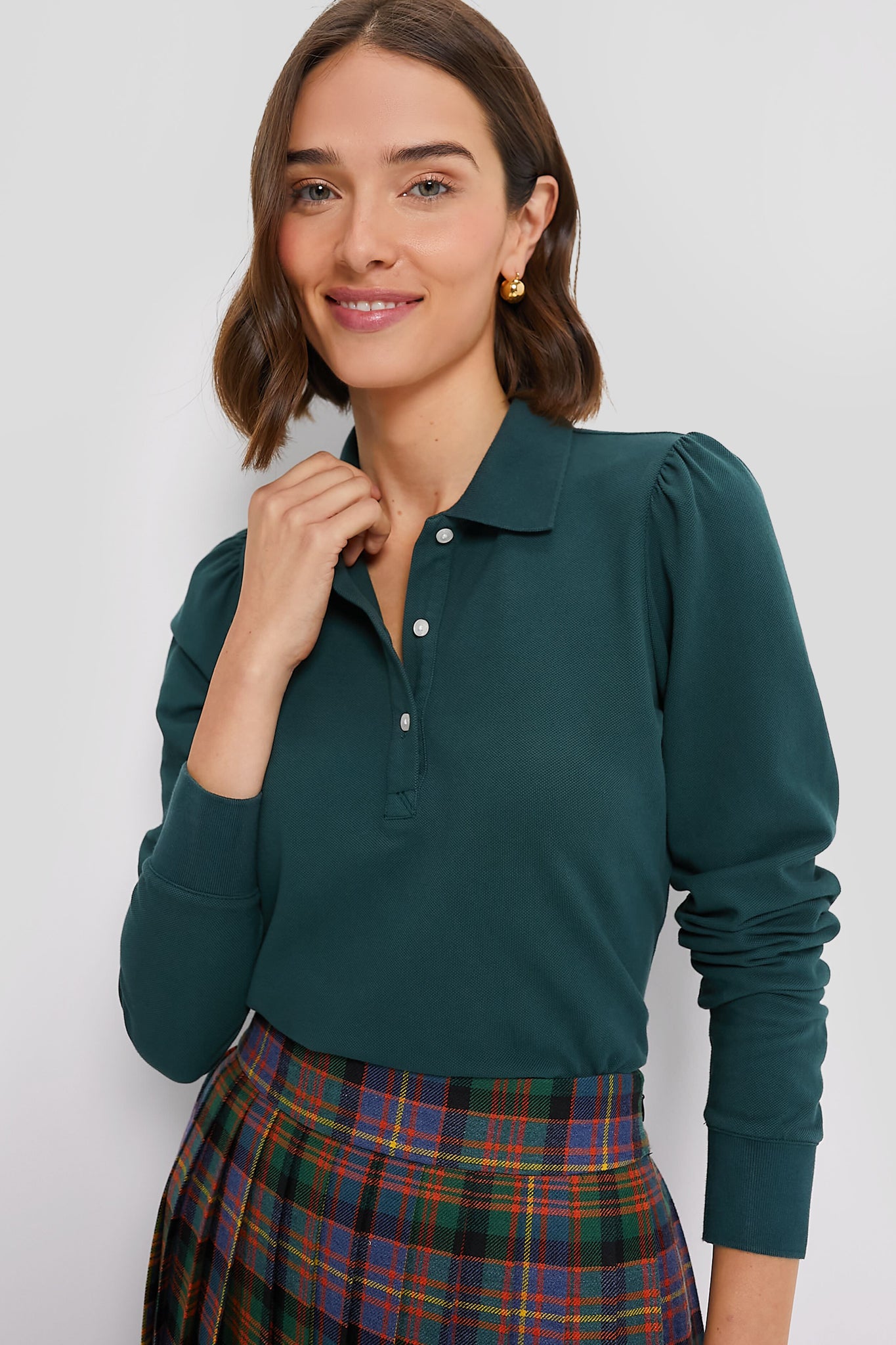 June Bug Long Sleeve Pique Puff Sleeve Peggy Polo