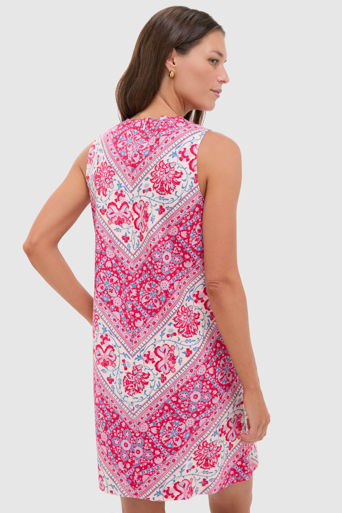 Cerise Chevron Cotton Marlowe Dress