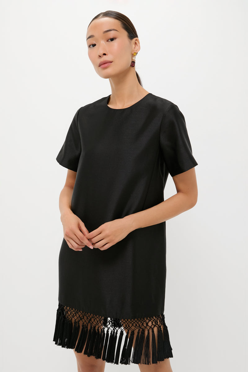 Tuckernuck Black Dupioni Tassel Downing Dress