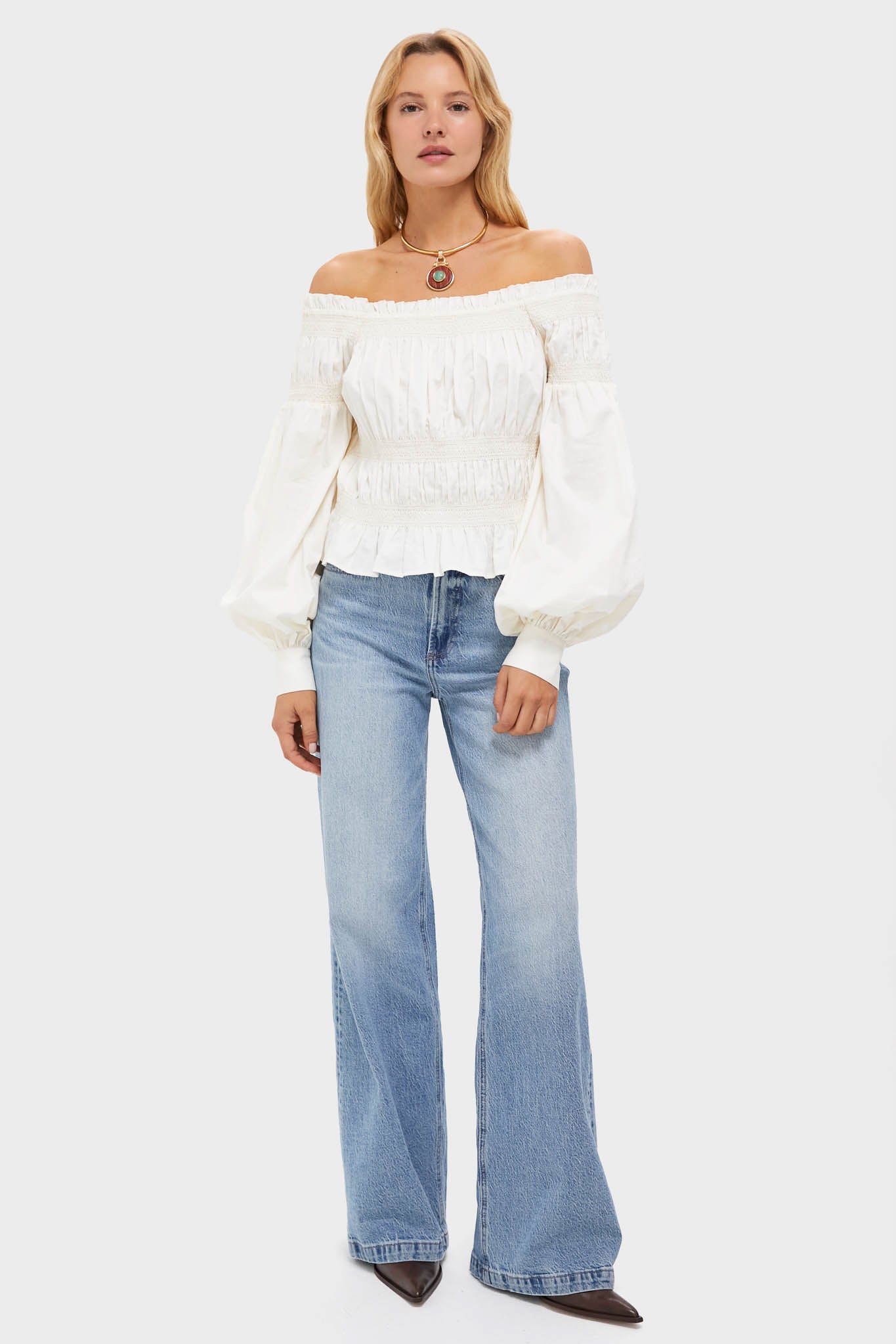 Vintage White Smocked Adeline Blouse