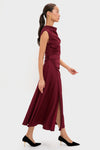 Oxblood Burke Draped Midi Dress