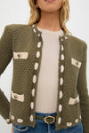 Army and Biscuit Astor Contrast Trim Cardi