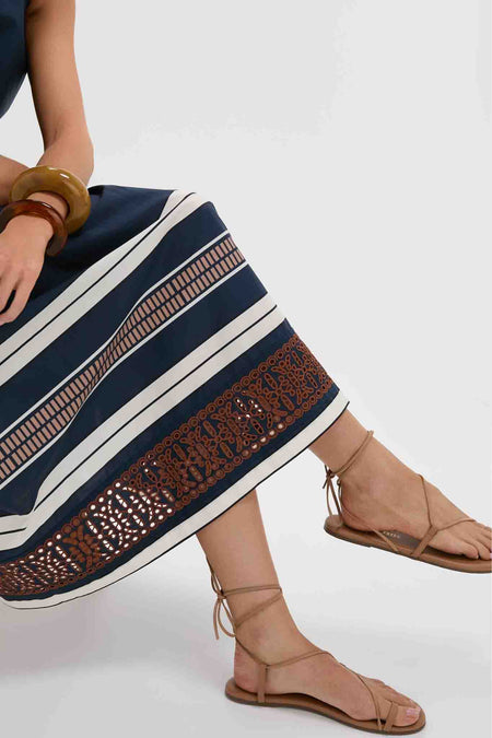 Riverside Stripe Cotton Eyelet Elsie Dress