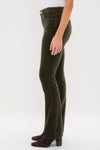 Deep Olive Velvet Stevie High Rise Straight