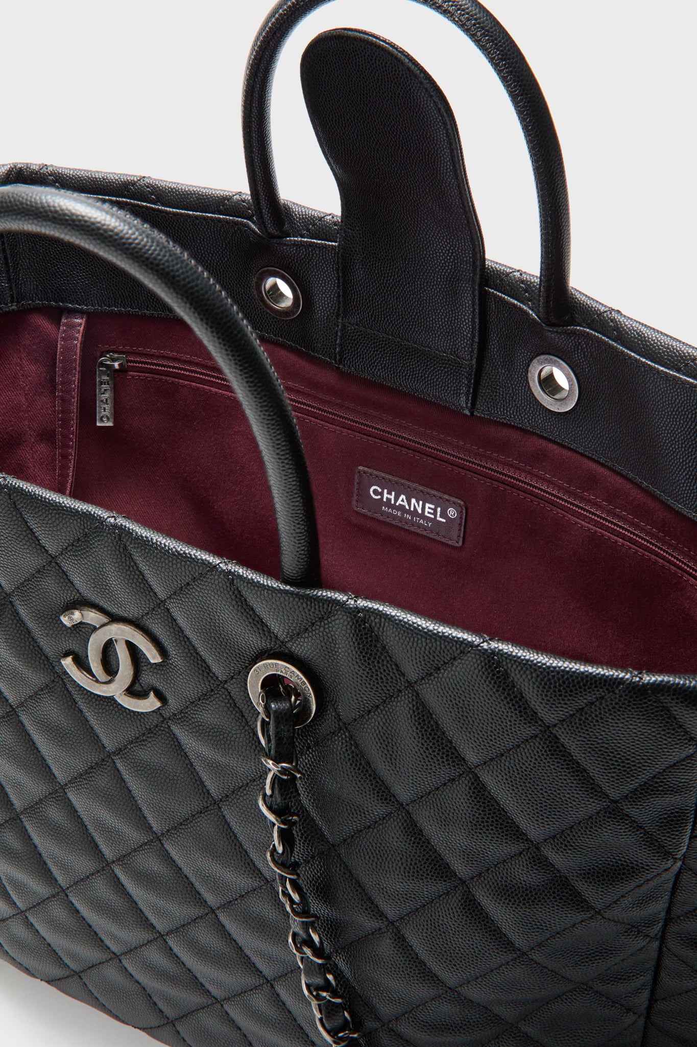 CHANEL Black Caviar Coco Allure Shopping Tote