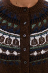 Chestnut Amina Fairisle Sweater: A classic, effortless knit cardigan with geometric yoke design, round buttons, and a fun, high-end flair, embodying Tuckernuck's cool style.