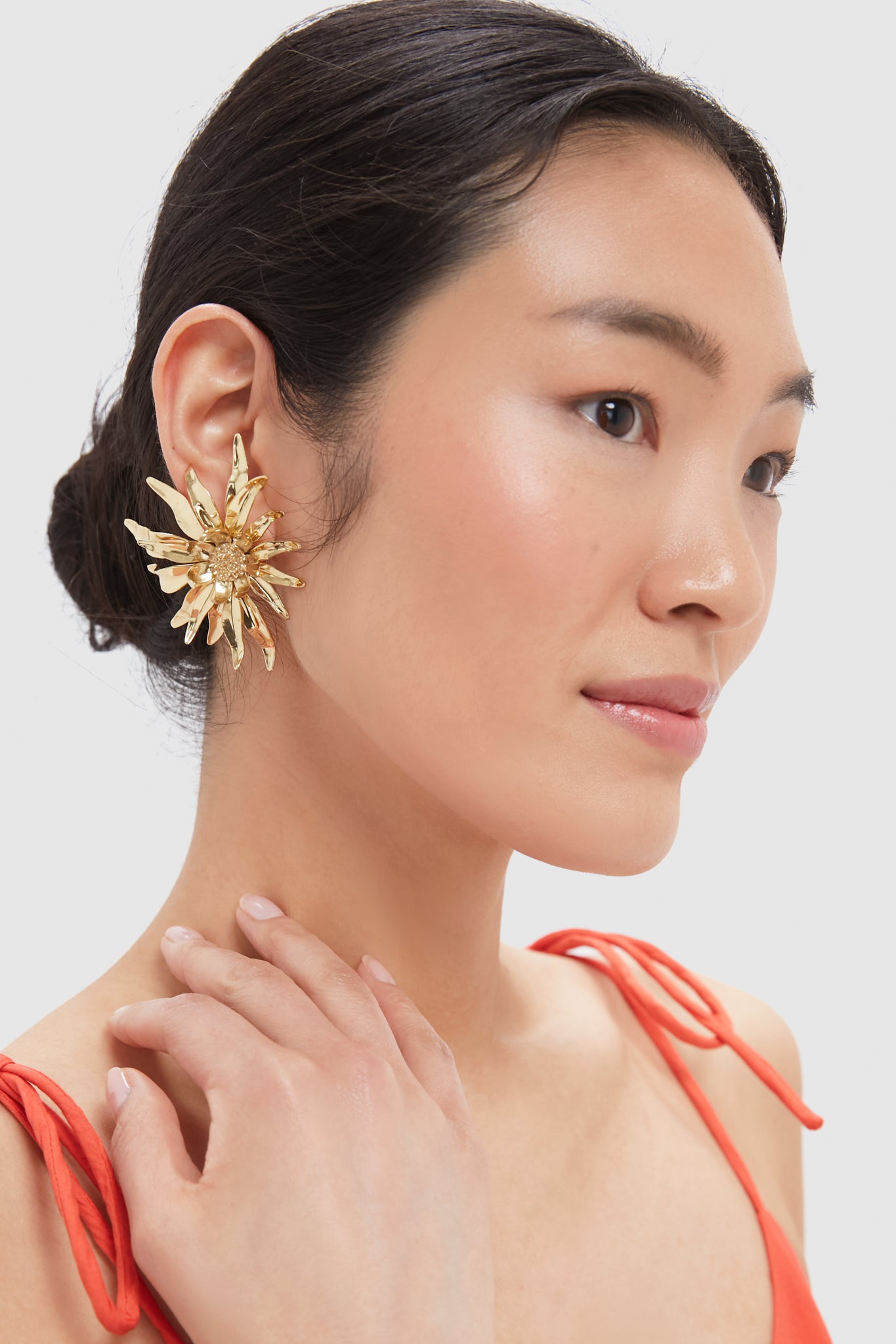 Gold Team Spirit Cascade Petal Earrings | Alemais