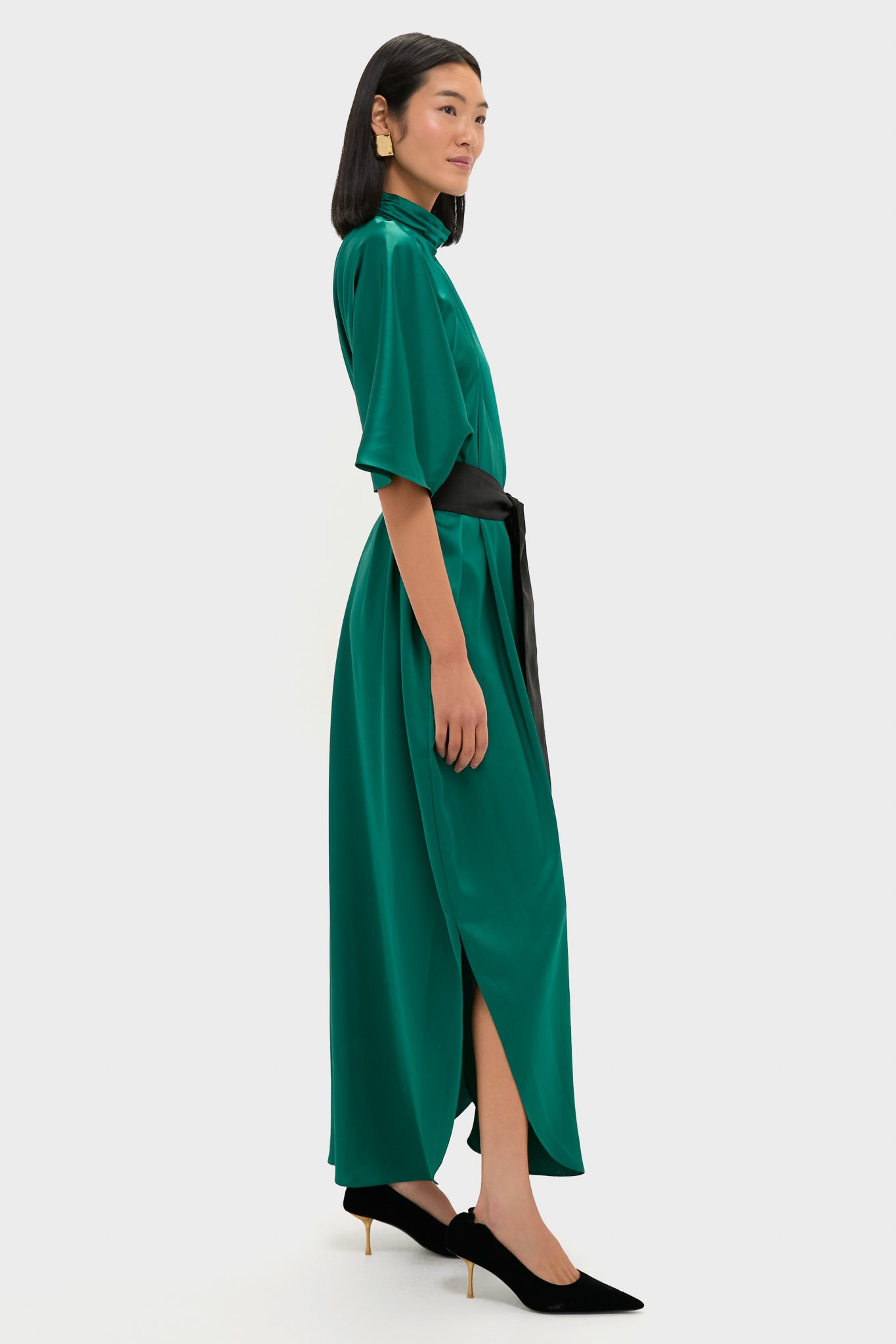 Green Satin Patricia Maxi Dress