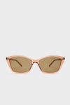 Shiny Transparent Amber Brown Lettering Logo Thin Sunglasses