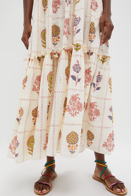 Taormina Cream Scallop Pintuck Maxi Dress