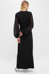 Black Jersey Organza Sleeve Elin Dress