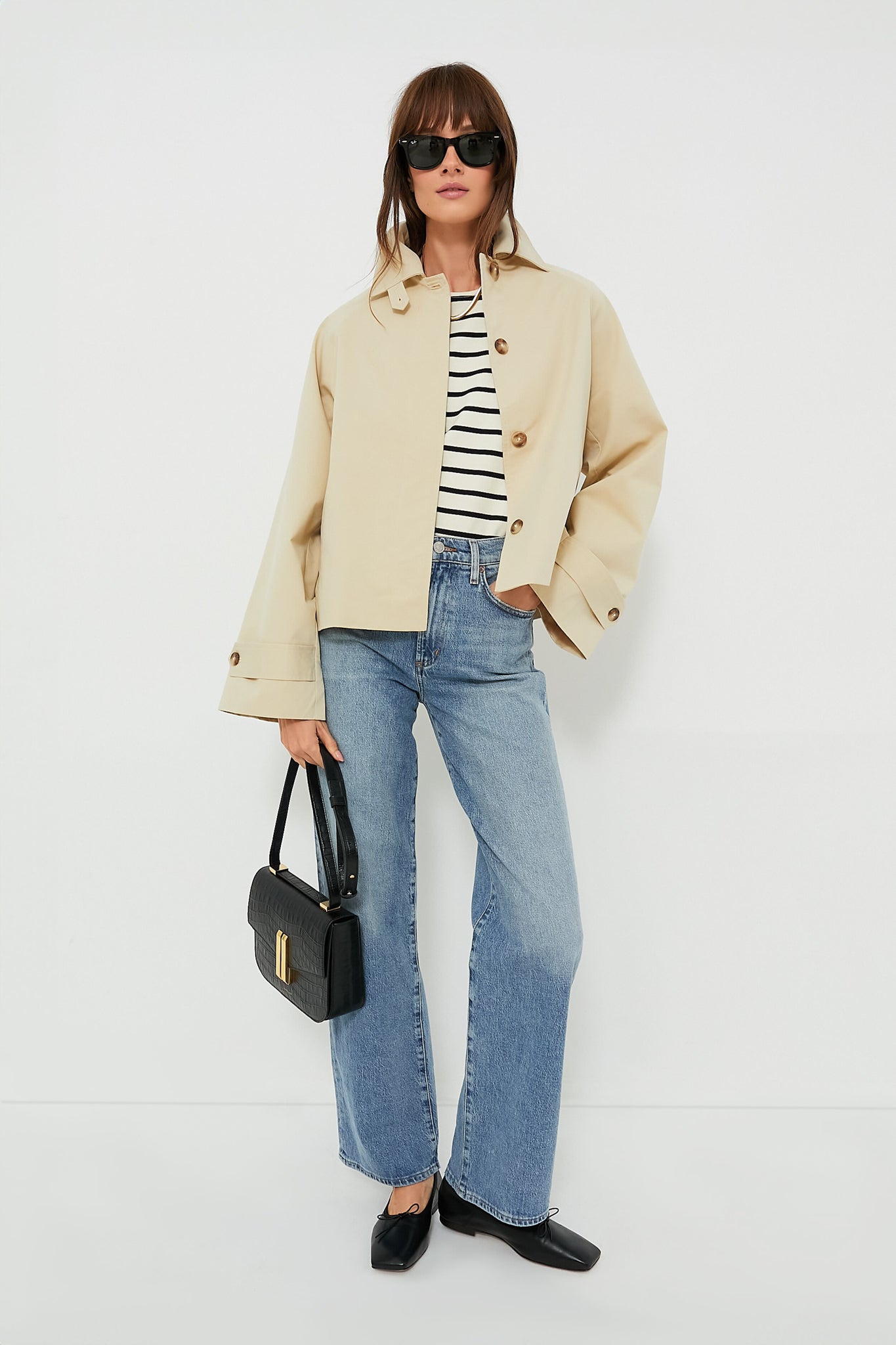 Khaki Drew Short Trench Coat