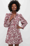 Maroon Floral Front Zip Begonia Mini Dress
