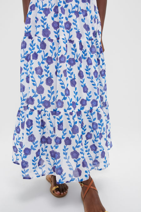 Toscana Blue Sleeveless Smocked Maxi Dress