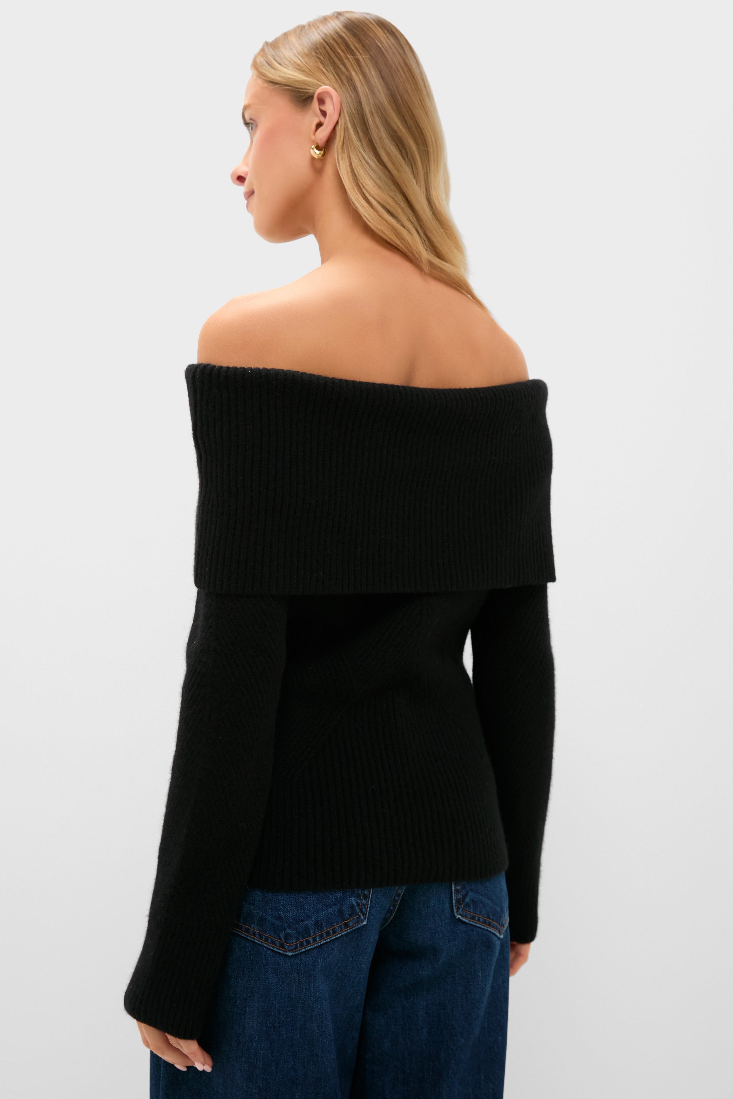 Black Off the Shoulder Sampson Sweater | Tuckernuck