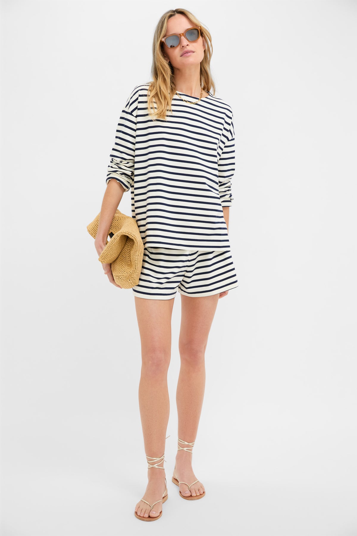 Navy and Ivory Stripe Knit Odie Tee
