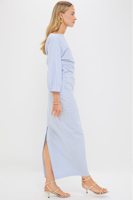 Blue and Ivory Seersucker Ezra Dress