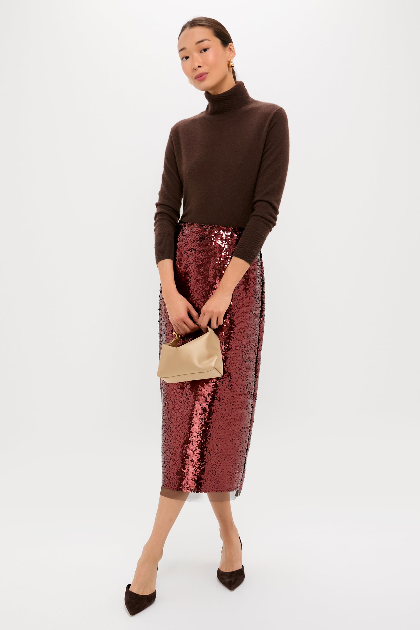 Radiant Bronze Sequin Phillips Midi Skirt