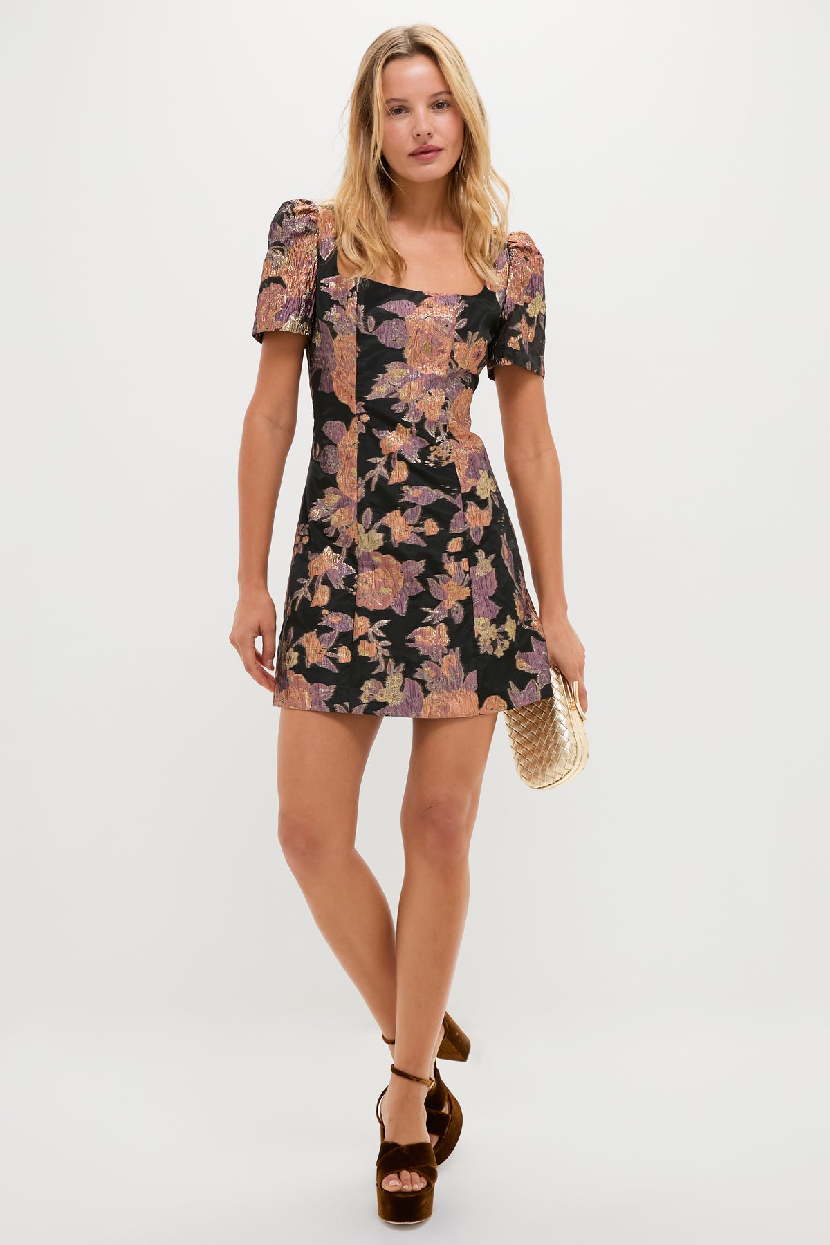 hyacinth house black jacquard puff sleeve darcy mini dress Hyacinth House