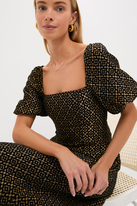 Metallic Brocade Matilda Midi Dress