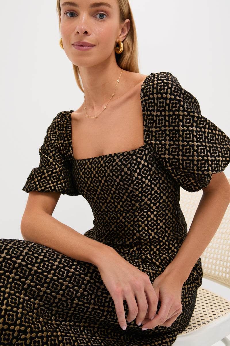 Metallic Brocade Matilda Midi Dress