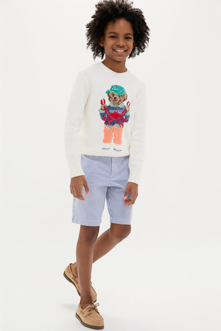 Blue Seersucker Preppy Short