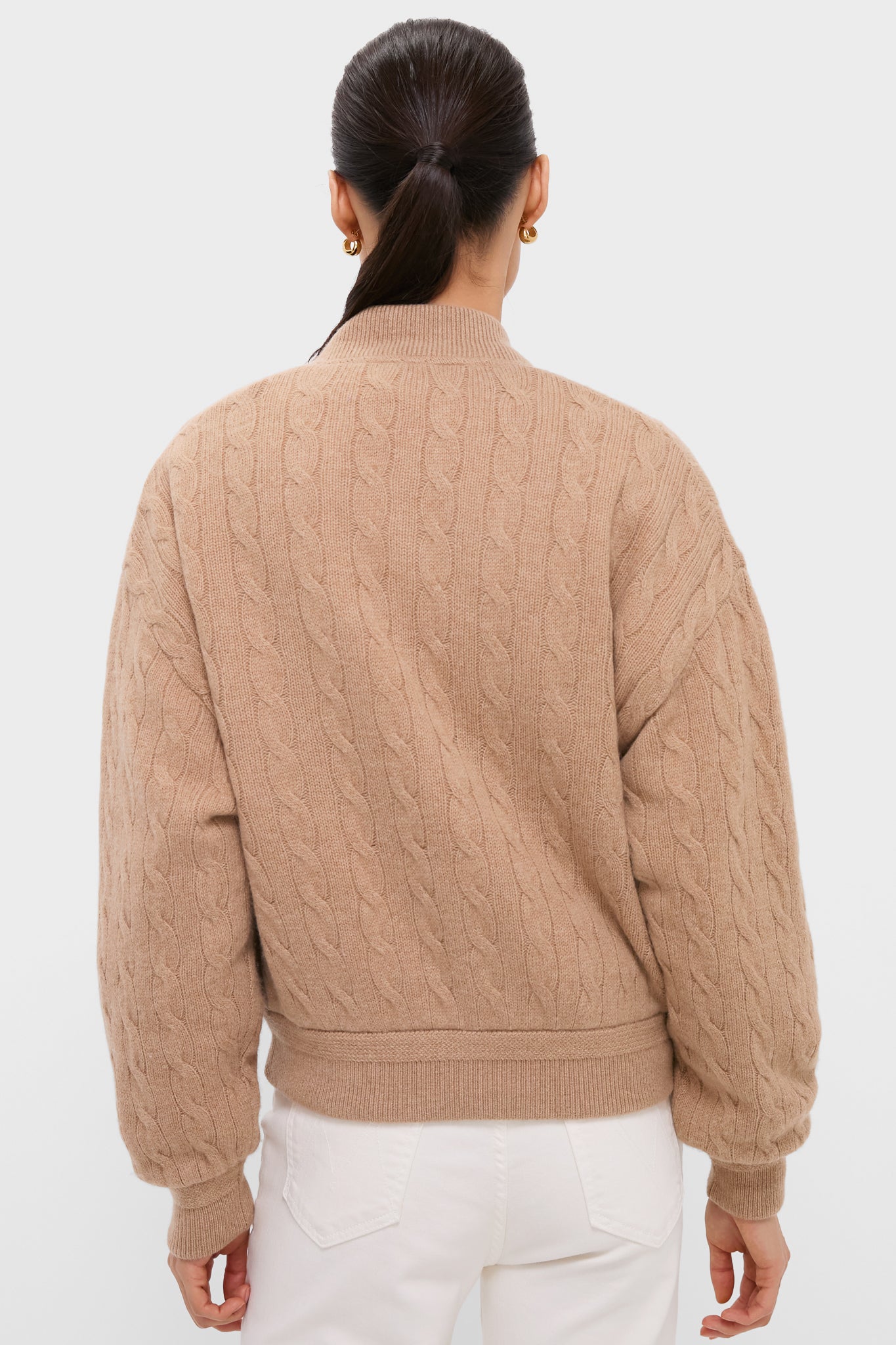 Collection Camel Melange Wool Cashmere Sweater Bomber Coat