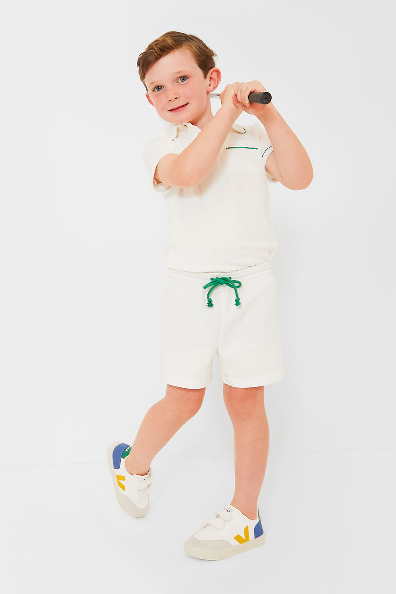 Exclusive Green Piping White Bingo Short