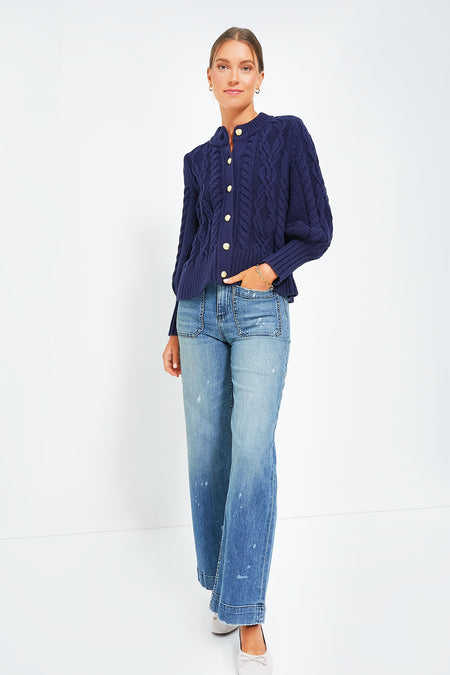 Navy Cotton Colette Cardigan