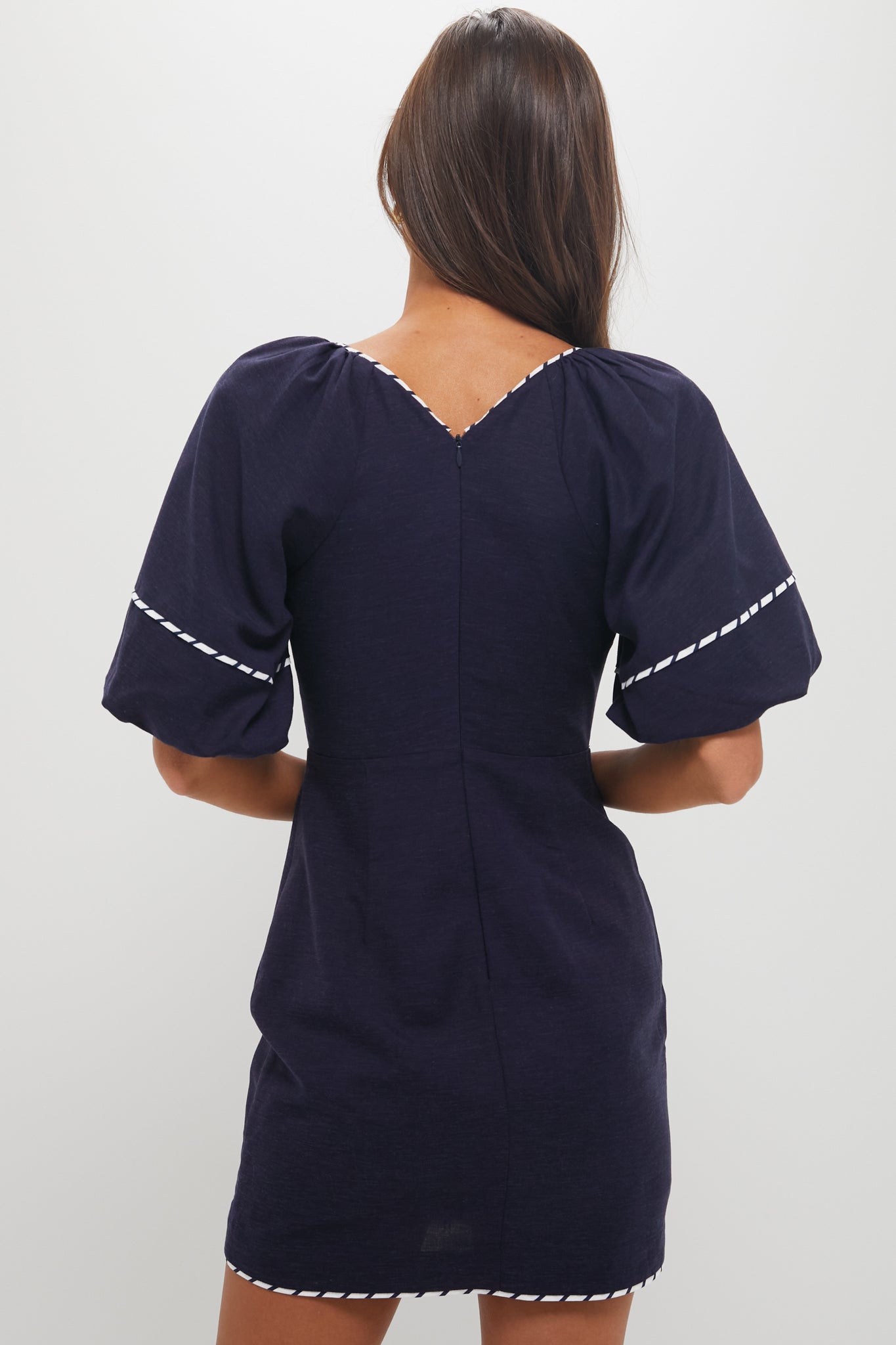 Navy with Striped Piping Keel Mini Dress