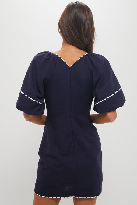 Navy with Striped Piping Keel Mini Dress