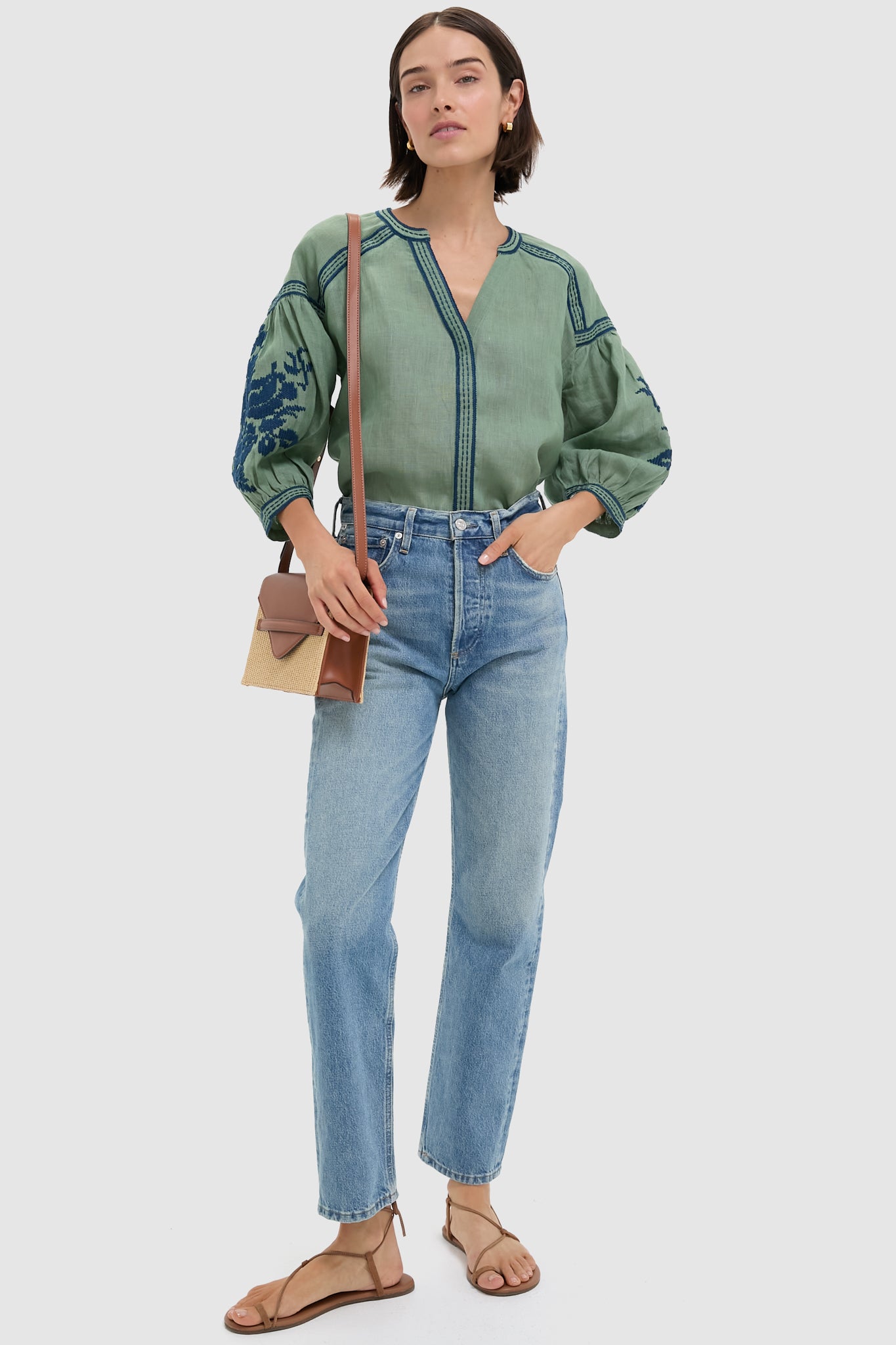 Green Linen Blouse