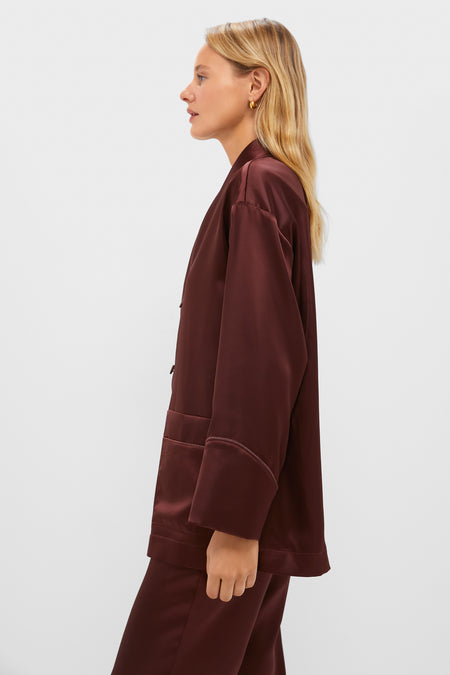 Chocolate Satin Smoking Jacket