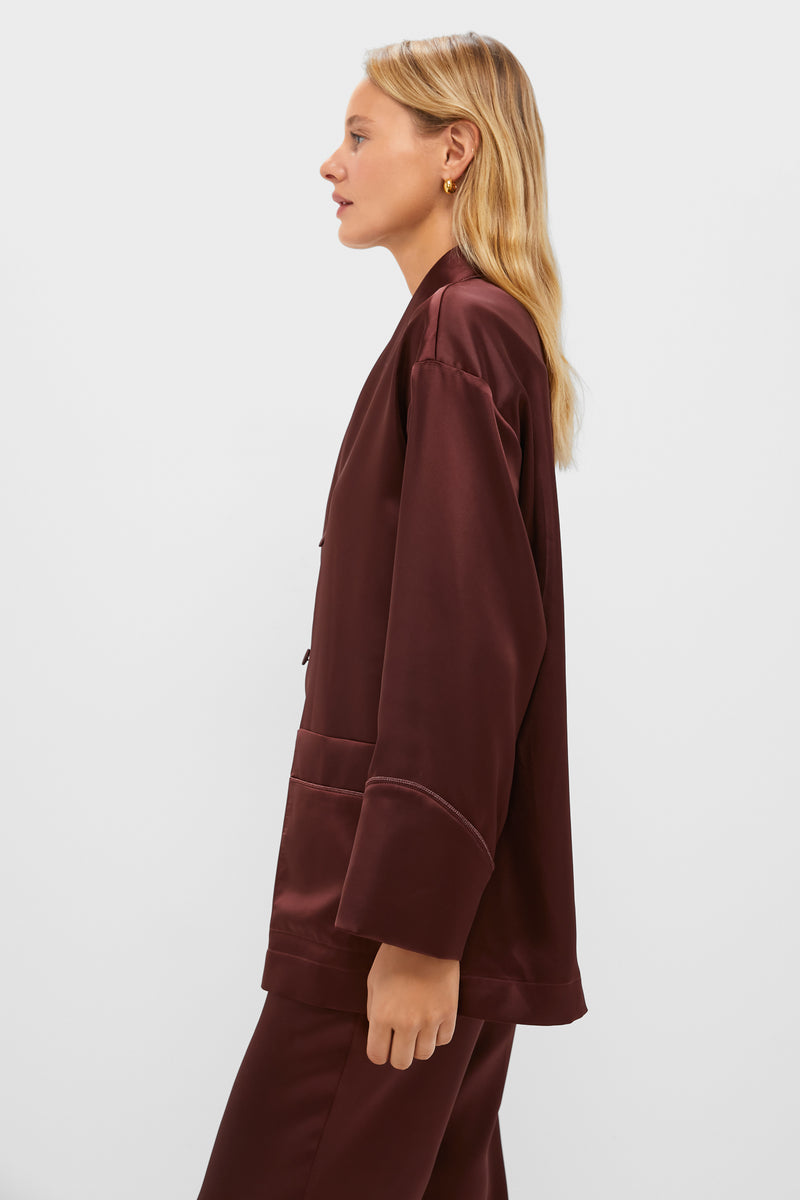 Chocolate Satin Smoking Jacket